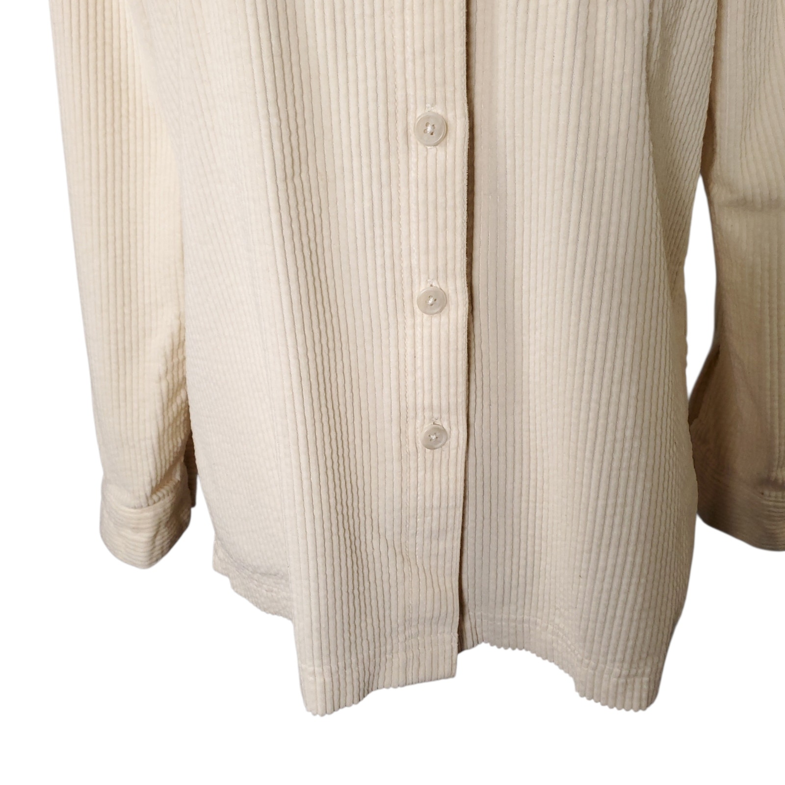 Ll Bean Cream Corduroy Shirt Wide Wale Long Sleeve Button Down Top Petite Sz Xsp — image 5 of 8